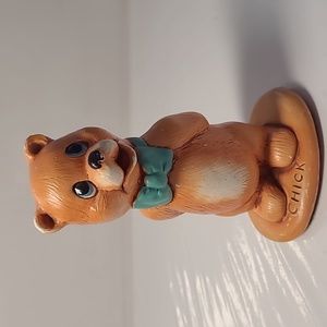 Moorcroft chick bear figurine blue tie  hand-pained  made in England